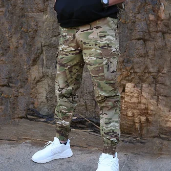 Pantaloni mimetici da esterno casual a gamba stretta, impermeabili, resistenti all'usura, di tendenza, a nove punti, slim fit, da lavoro