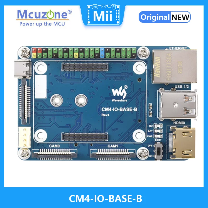 Waveshare Cm4-Io-Base-B Per Modulo Di Calcolo Raspberry Pi 4, Porta Gigabit Ethernet/Uscita Hdmi 4K/Interfaccia Fotocamera