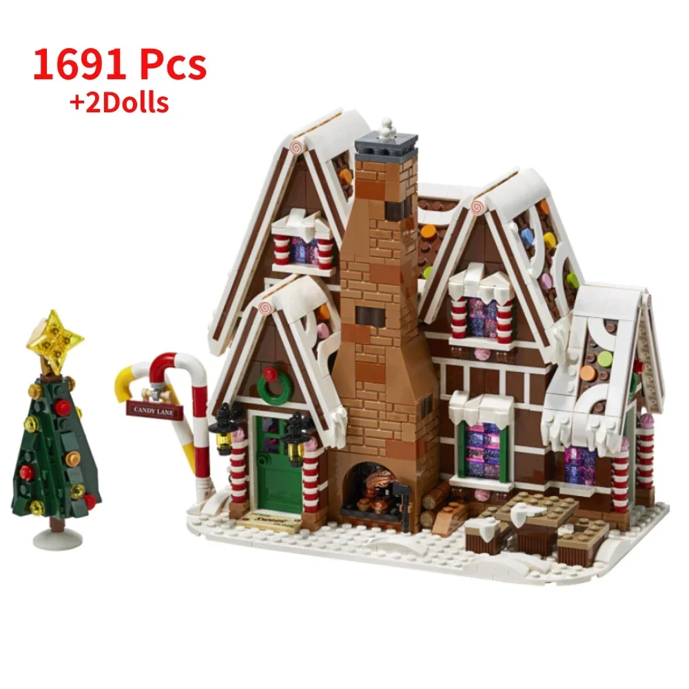 Icons 10293 Santa&rsquo;s Visit Model Building Blocks Bricks Set Adults Toys Gingerbread House Decoration 10267 With Xmas Tree Gifts