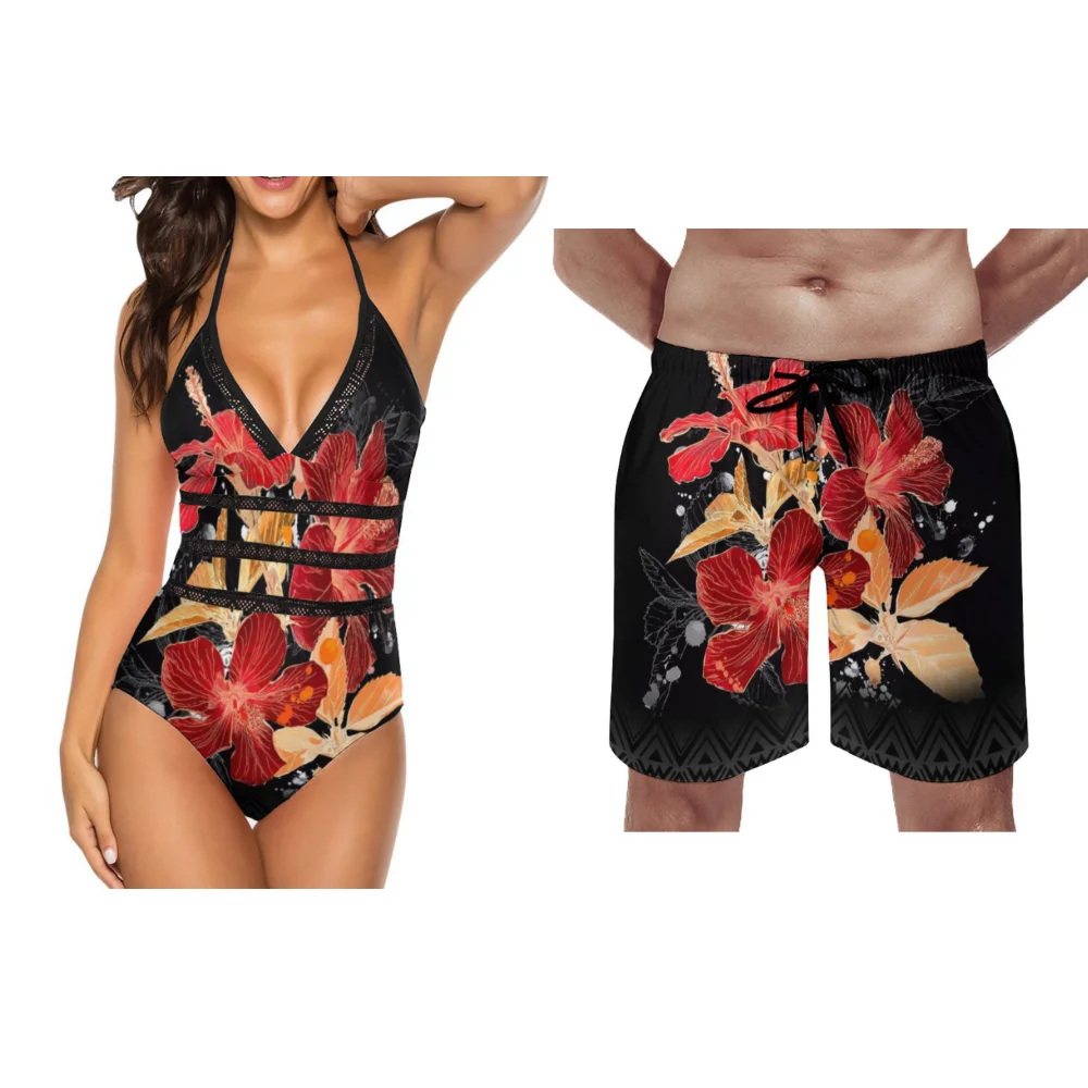 

Летние парные купальные костюмы, Гавайские пикантные женские бикини, женский слитный купальник в ретро-стиле с этническим дизайном, пляжные брюки