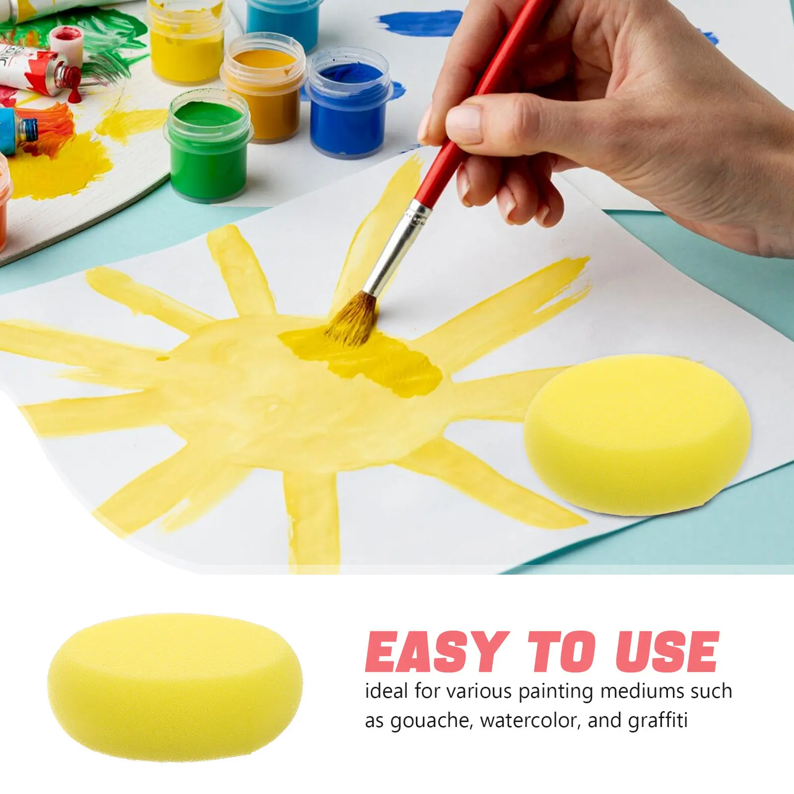 12Pcs 라운드 스폰지 스탬프 흡수성 합성 아티스트 스폰지 수채화 구아슈 용 다목적 DIY 페인팅 도구