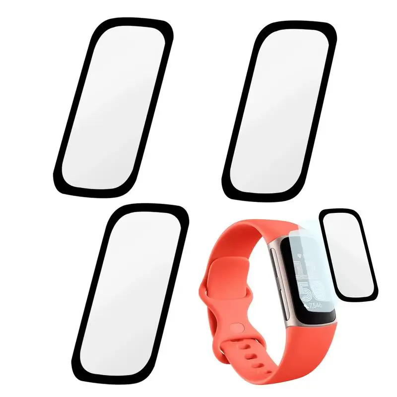 

Защитное стекло не закаленное для умных часов Fitbit Charge 6, прозрачное полное покрытие, 3D изогнутое покрытие, мягкая пленка, экран 0,2 мм