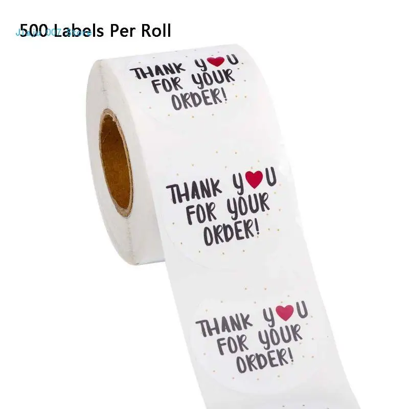 500pcs/roll Round Thank You for Your Order Heart Sticker Handmade Multi-style Seal Labels Seal Labels Scrapbooking Decoration for thank you stickers decorative labels stickers decorative stickers self adhesive stickers adhesive stickers paper stickers stationery stickers packaging stickers roll packaging stickers