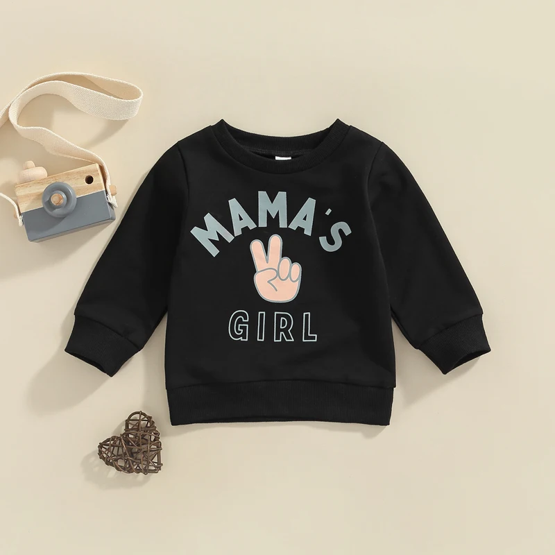 FOCUSNORM 0-3Y Autumn Baby Boys Girls Cute Sweatshirt T Shirts Letter Printed Long Sleeve Pullover Outwear
