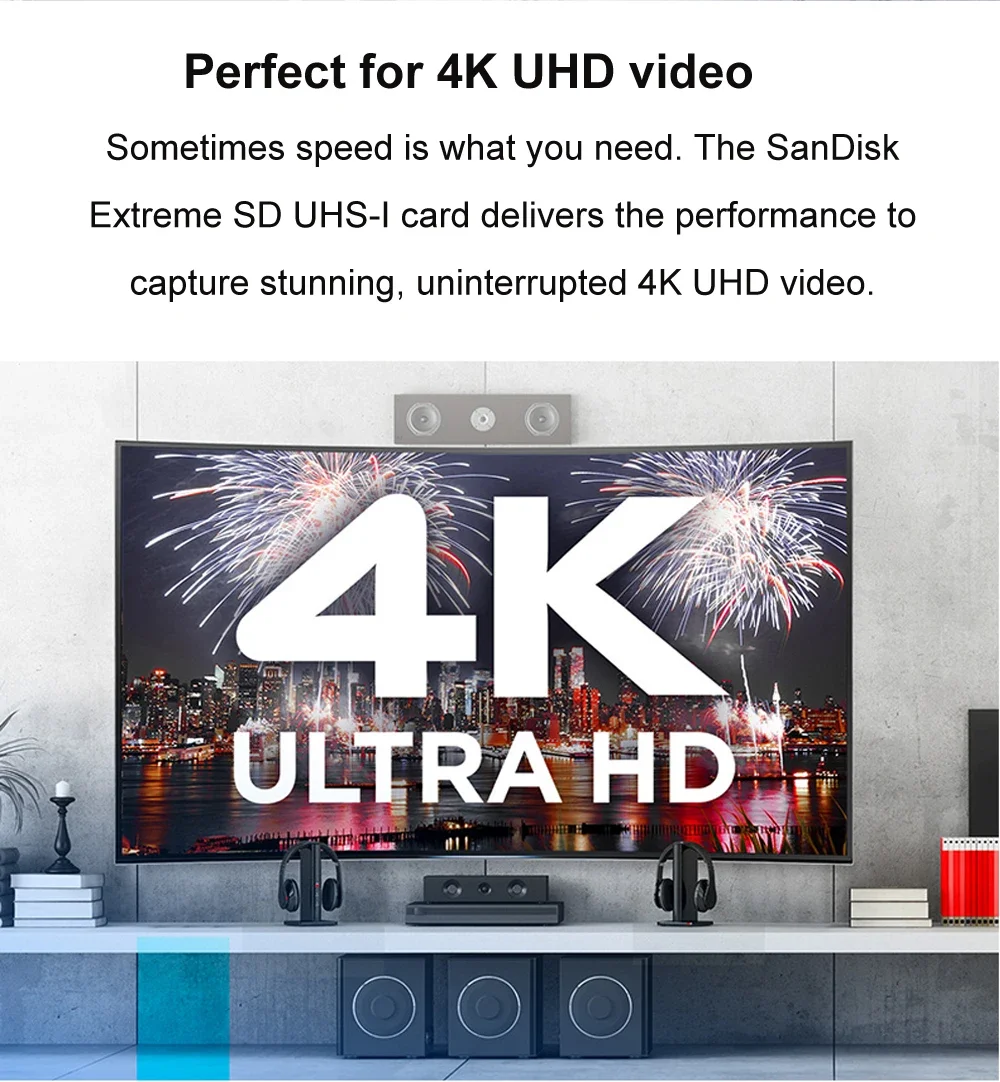 SanDisk SD ī 4K UHD ޸ ī 32GB 64G 128G 256G 512G 1 ׶Ʈ SDHC/SDXC ī C10 U3 V30 UHS-I ÷ SD ī ī޶ Ʈ