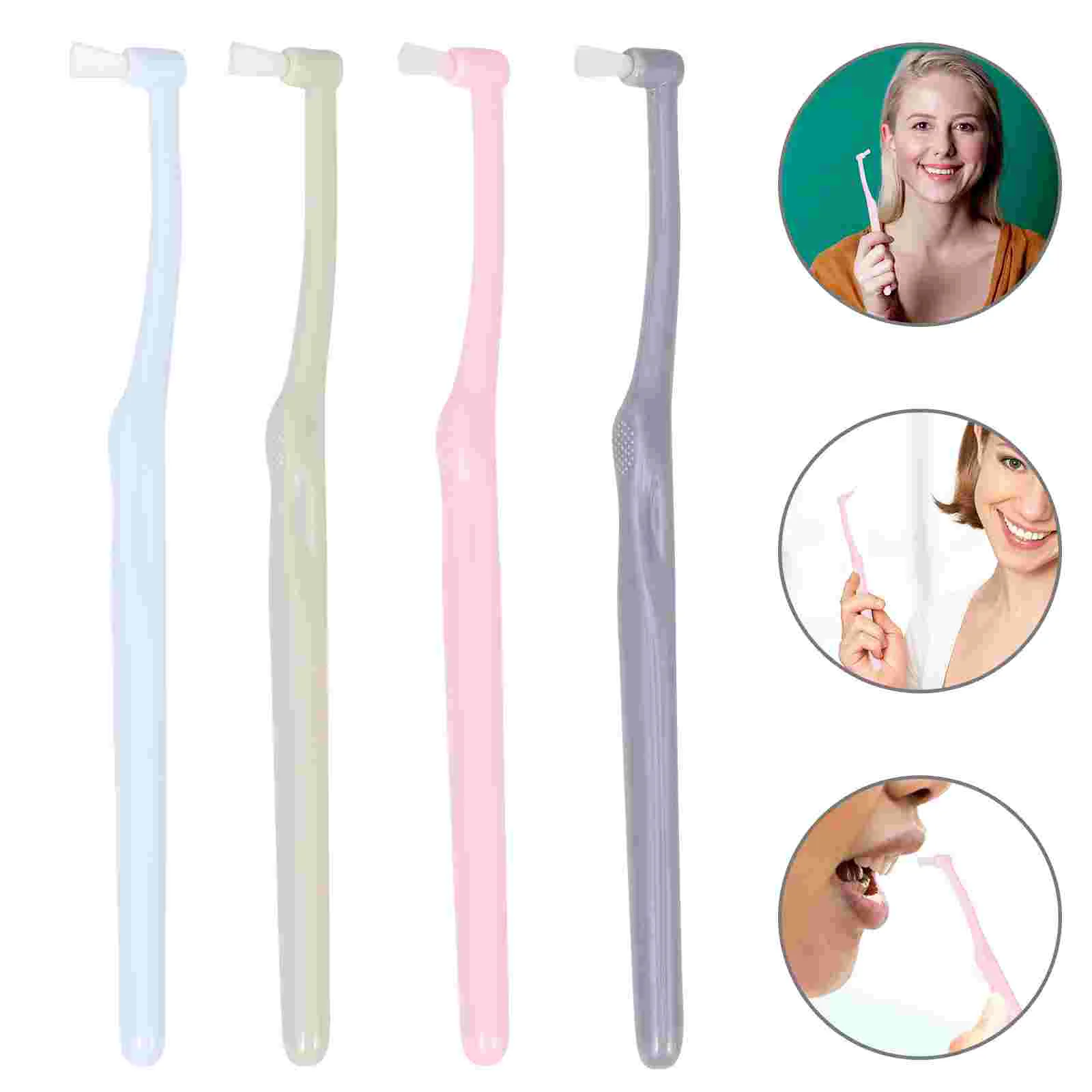 

4 Pcs Tooth Cleaning Tools Toothbrush for Teeth Denture Travel Multi-function Braces Flossing Interdental between Small Head
