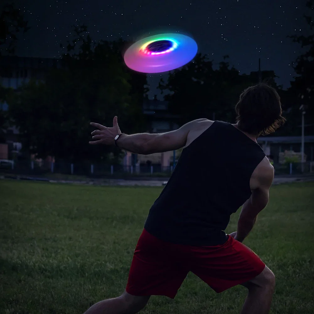 LED Flying Disc RGB Camping Game Swivel Discs 20LED Sport Disc Type C Charging Waterproof 175g for Competitions Team Outdoor Toy