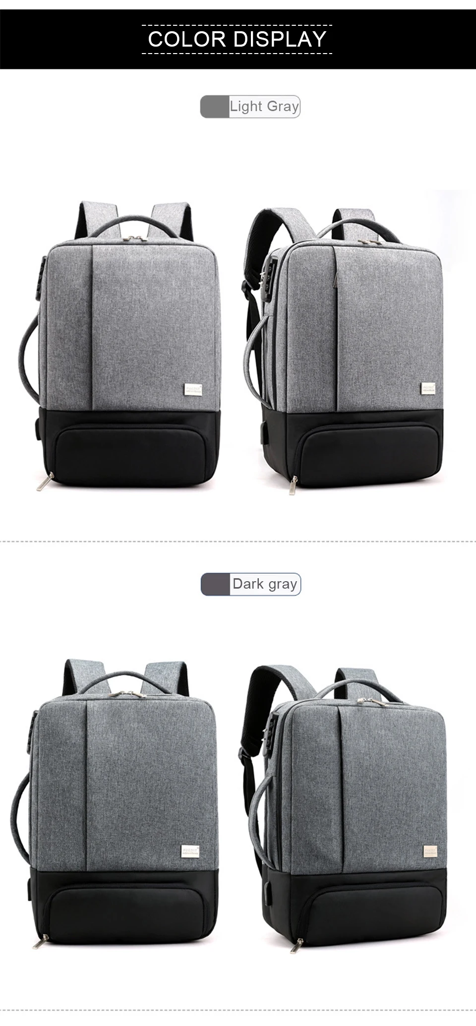 Mens Backpack Laptop Backpacks 17 Inch 15.6'' Anti Theft Male Business Bags Notebook Trip Back Pack Office Women Travel Bagpack (11)