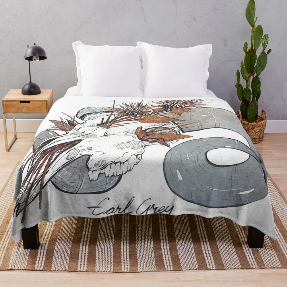 

MorbidiTea - Earl Grey with Ram Skull Throw Blanket Blankets For Bed Heavy Blanket