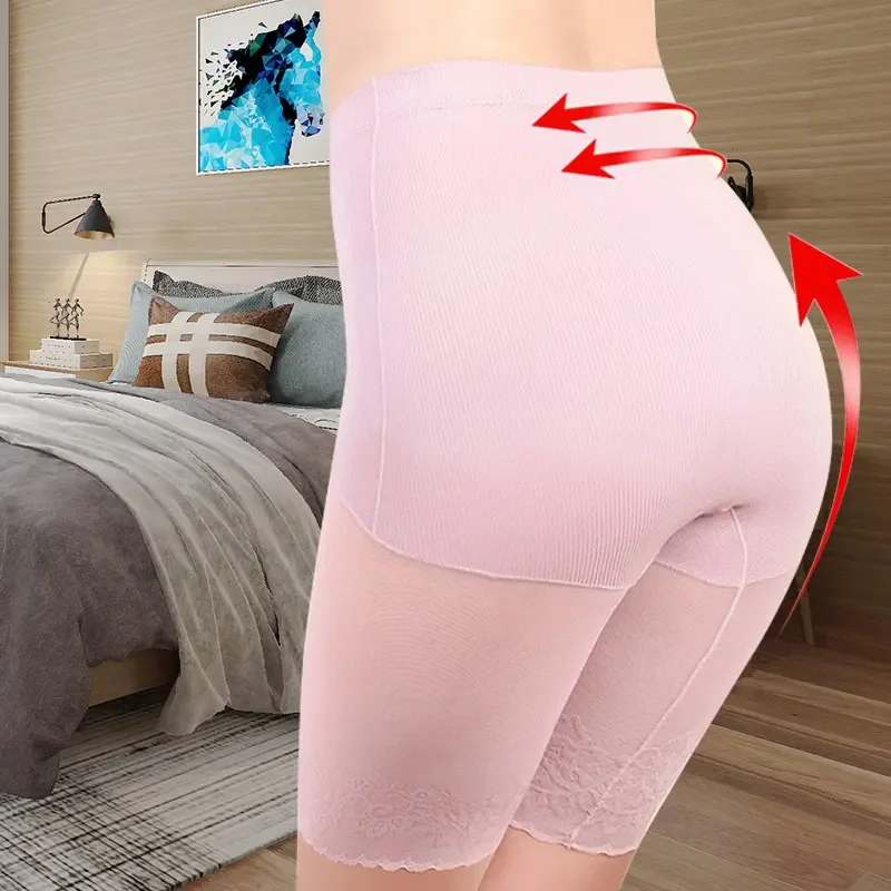 Women's Seamless Shorts Safety Pants Sexy Lace Anti Chafing Thigh High Waist Large Size Boxer Panties Anti Friction Skirt Shorts safety shorts,high waist shorts,safety pants,high waist panties,high waist underwear,lace panties,seamless panties,nylon bloomer slip pants