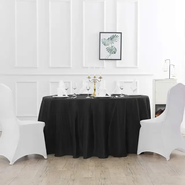 Nappe ronde 60/90/120 pouces, nappe en tissu Polyester lavable, couverture de Table décorative pour fête de mariage, salle à manger, Banquet 2