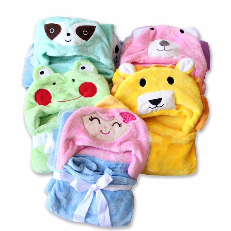 Cartoon Bathrobe For Children Flannel Hooded Baby Bath Towel Hooded Kids Clothes Boys Robe Newborn Blanket 0-6 Years