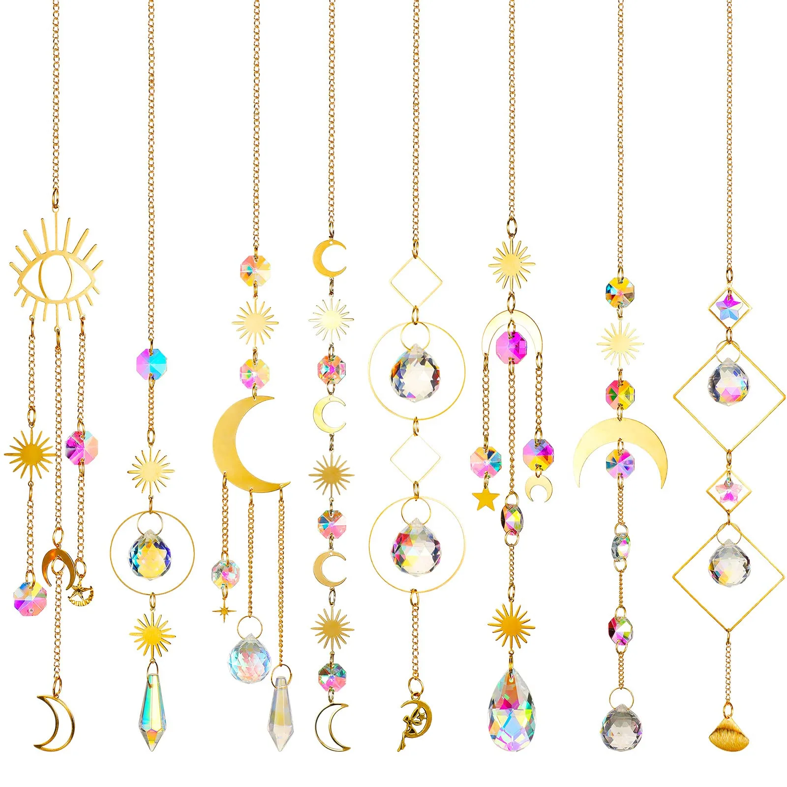 Natural Stones Agate Sun Catcher 1Pc Crystal Maker Natural Stones Windchime Heart Shape Pendant Rainbow Hanging Agate Sun Catche
