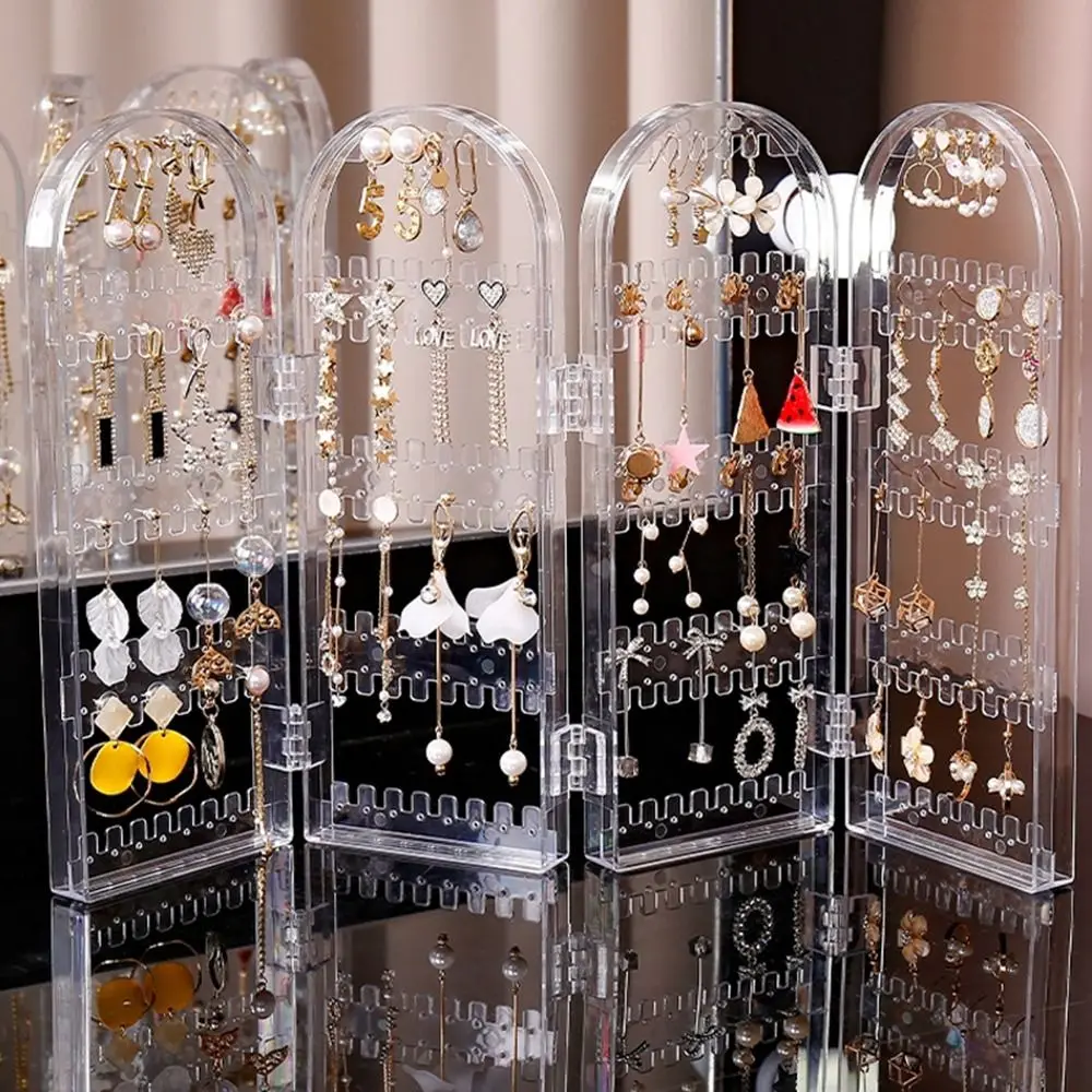 

Foldable Fans Panels Necklace Jewelry Shelf Earrings Studs Display Rack Earring Display Holder Jewelry Stand Holder