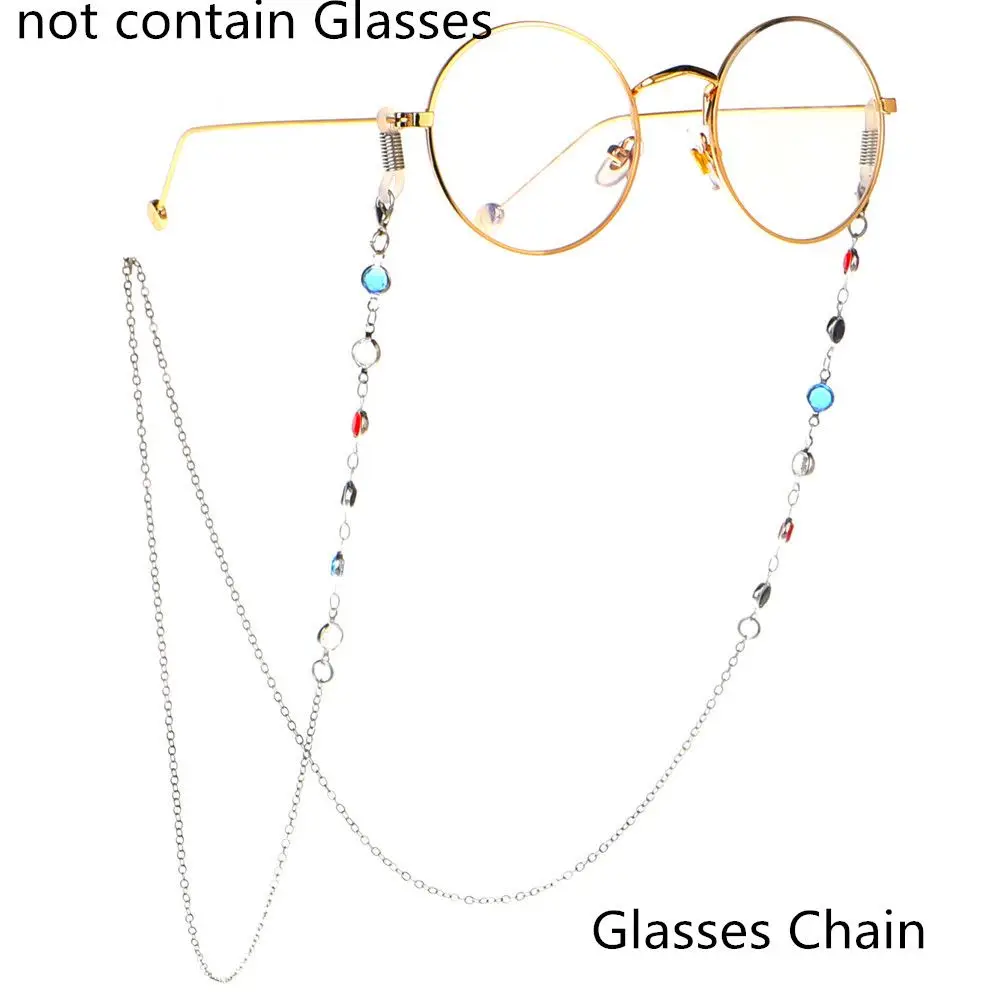 Fashion Metal Crystal Sunglasses Chains Round Beaded Eyeglass Chain Mask Holder Glasses Chain Mask Lanyard Jewelry For Women