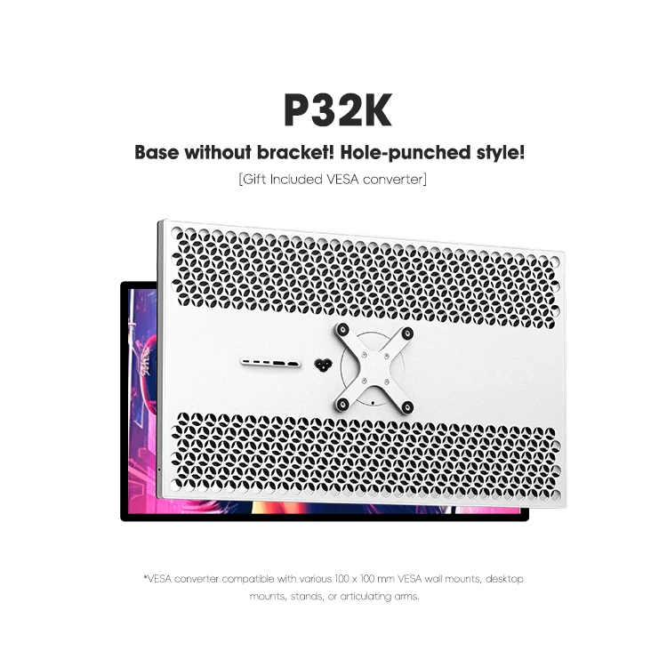 쿠이콘 P32K 32인치 게이밍 데스크탑 모니터 알루미늄 합금 디스플레이 4K UHD 해상도 144HZ 리프레시율 와이드 스크린 DP PC용