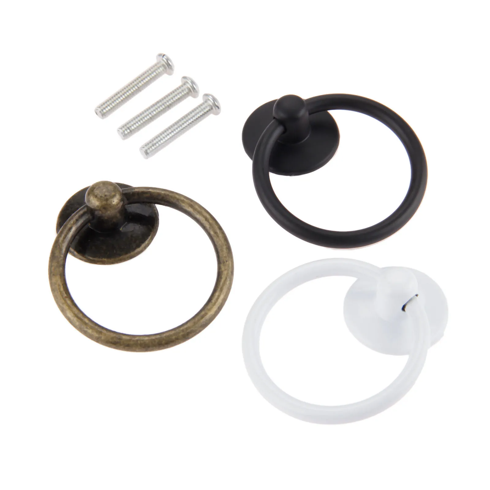 Furniture Door Ring Pulls Handle Knob Jewelry chest Cabinet Dresser Drawer Handles Antique Bronze/Black/White/Silver/Gold/Chrome