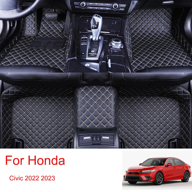 Car Floor Mats For Honda Civic Leather Auto Carpets Protective Pad Rugs Waterproof Interior Parts