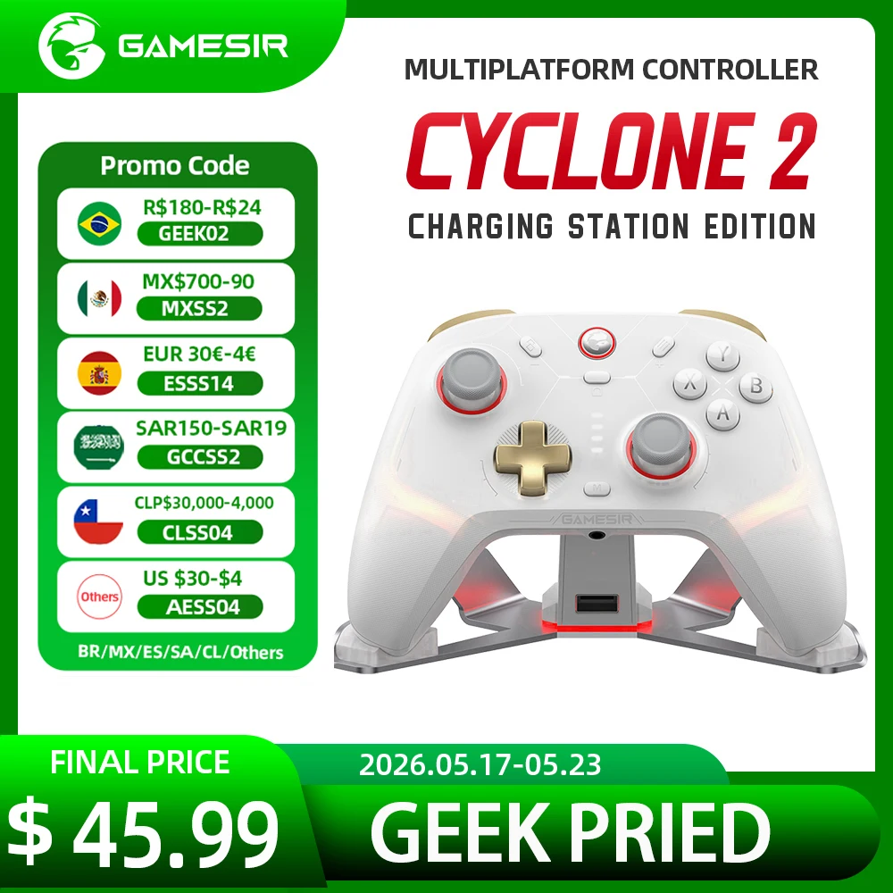 GameSir Cyclone 2 controlador de juegos inalámbrico Bluetooth con varillas TMR Joystick efecto Hall para PC/NS/Android/IOS Gamepad
