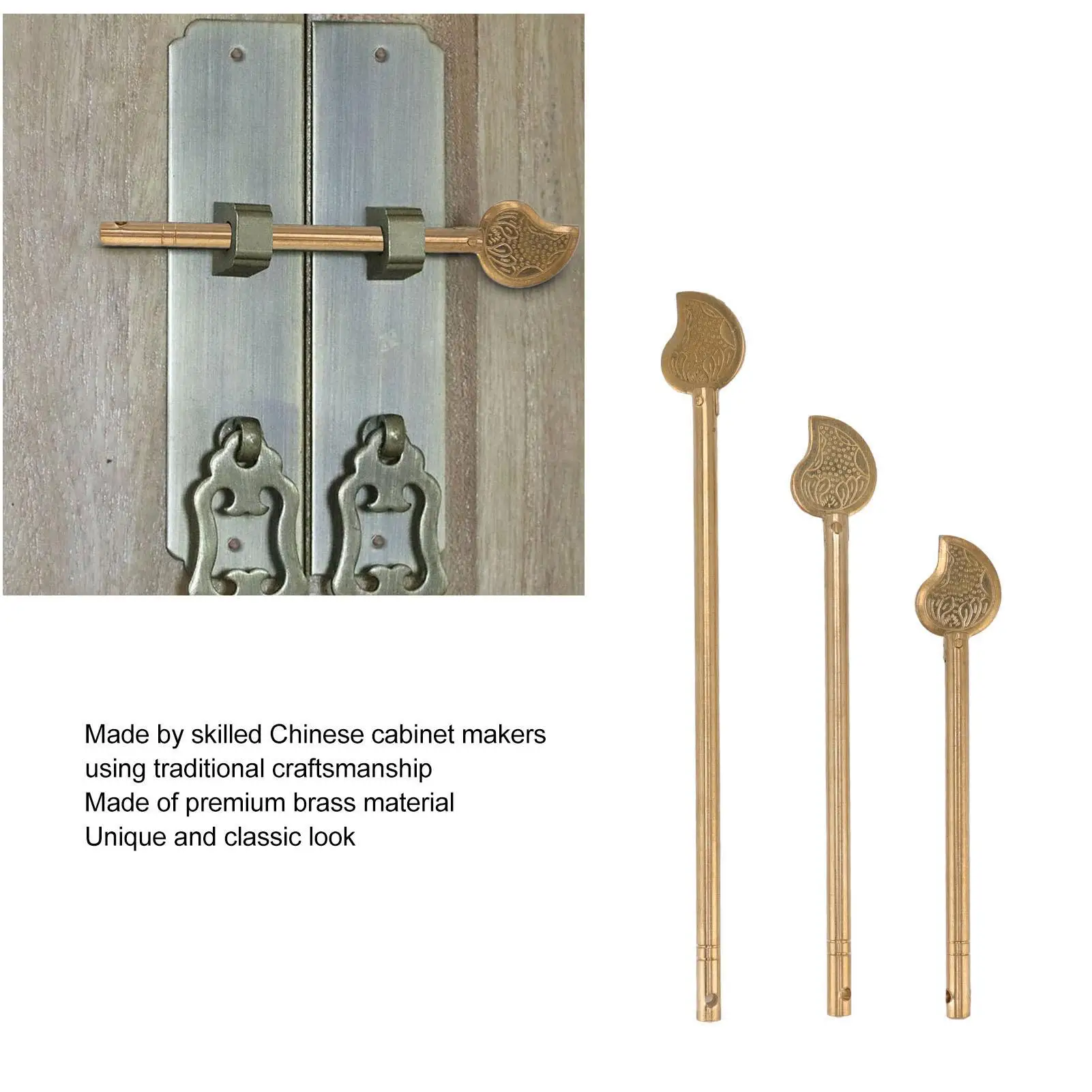 3PCS Brass Cabinet Key Latch-Leaf Shaped Locking Pin for home Furniture & Cabinets