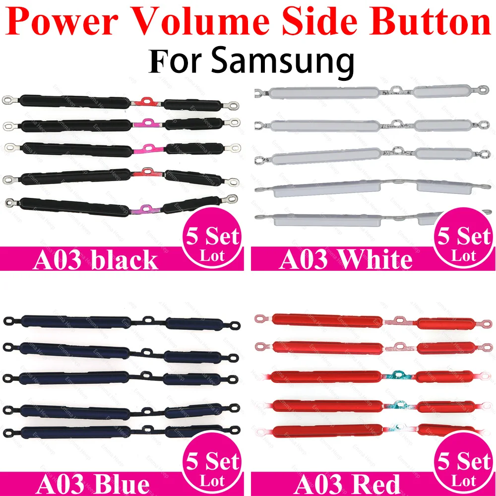 Power Volume Side Button Key 5Set For Samsung A01 A02 A02S A03 Phone Housing On Off Up Down Small Repair Parts