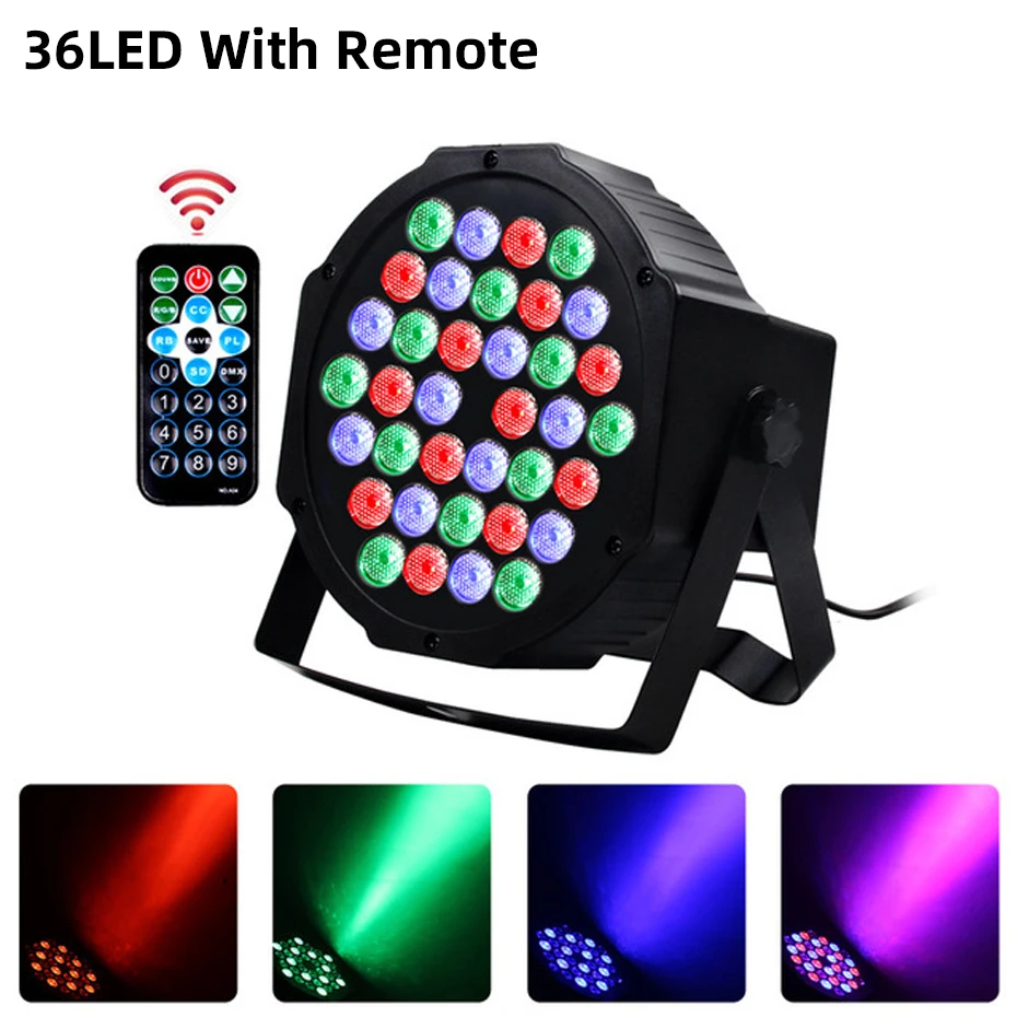 

36 LED RGBW DMX 512 Stage Flat Par Lighting Effect DJ Disco Party Holiday Christmas Bar Club Wedding Birthday Show Lights