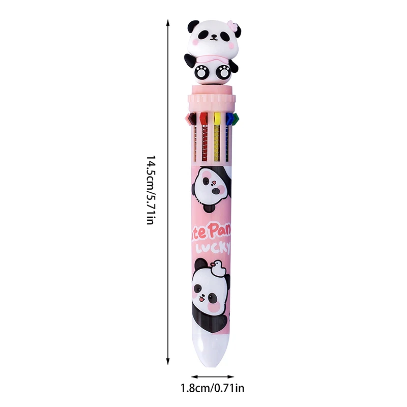 Cartoon Panda Ten Color Ballpoint Pen Student Girl Heart Pressing Pen 10 Color Pen