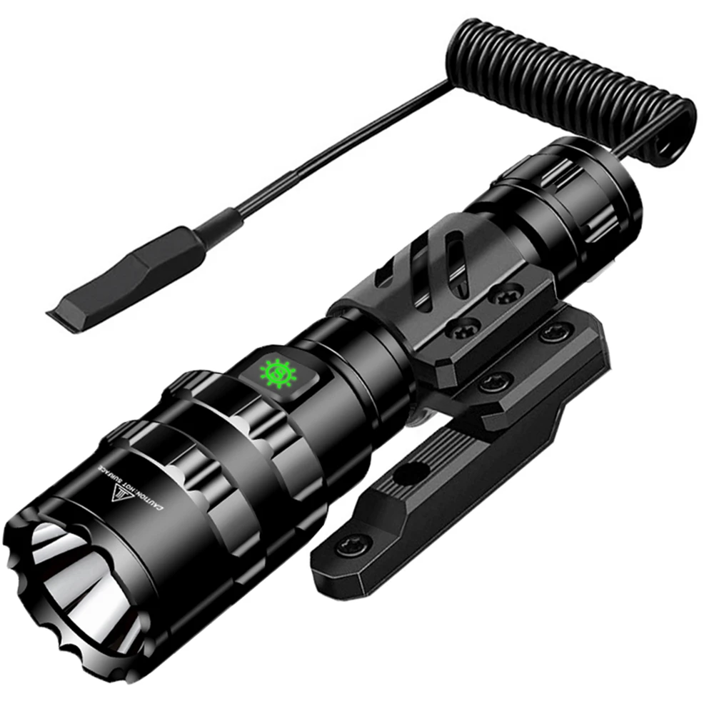

XML L2 Tactical Flashlight Torch USB Rechargeable LED Portable Light with Offset Rail Mount and Tail Switch Outdoor Hand Torch