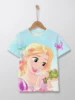 Summer 2023 Disney Enchanted Rapunzel printed round neck short-sleeved T-shirt 1-14 years old street fashion children's T-shirt 3