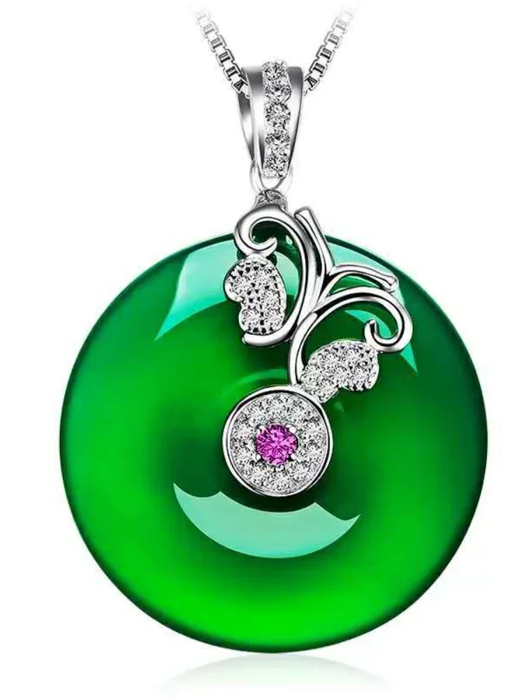 Natural Green Hetian Jade Butterfly Pendant 925 Silver Necklace Chinese Jadeite Amulet Fashion Charm Jewelry Gifts for Women Her pendant necklace silver necklace silver pendant silver necklace charms