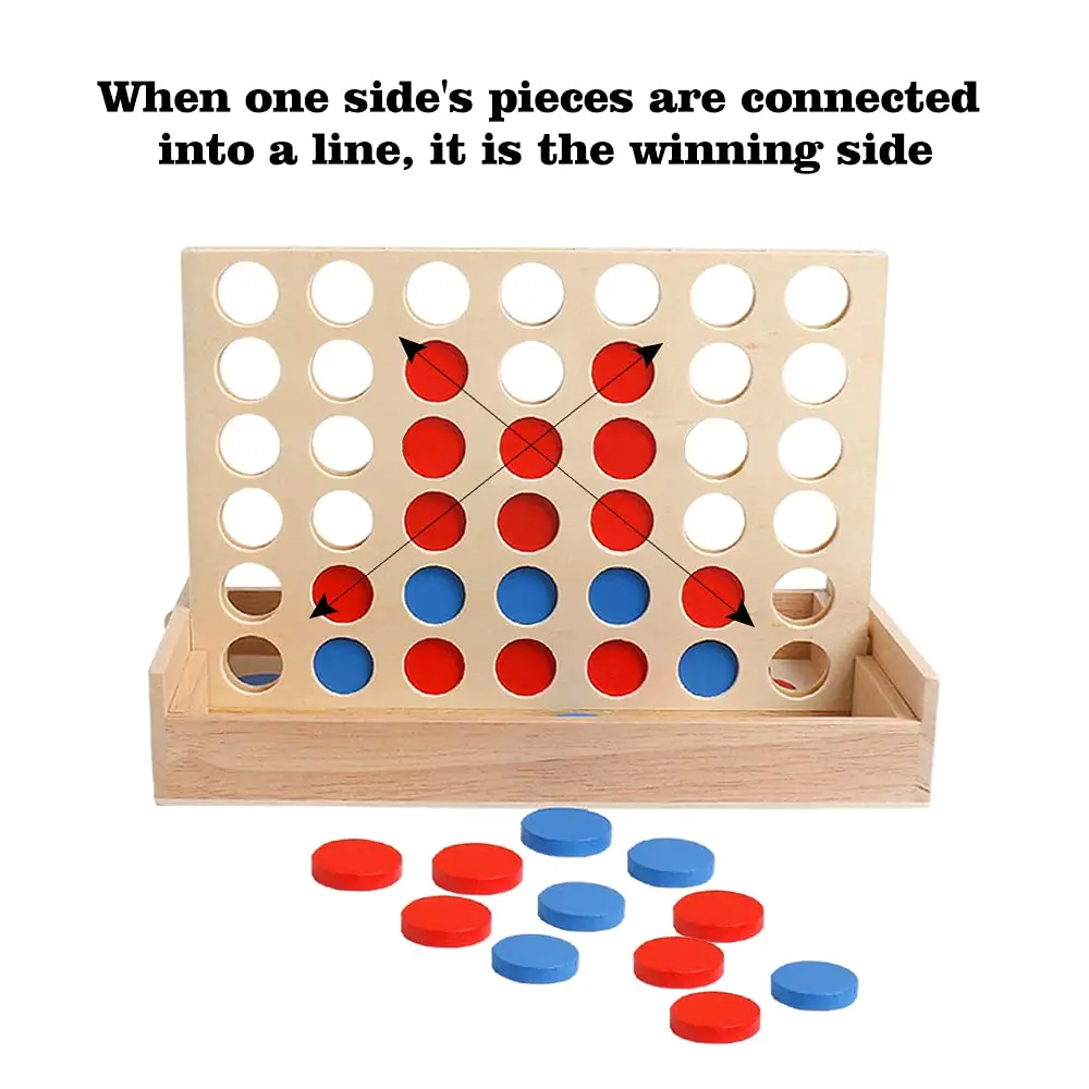 Wooden 4 Row Board Game 4 Connected Games for Travel Foldable Classic Family Fun Toy Christmas Gift board game table games