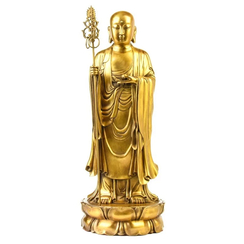 Commercio All'Ingrosso Seiko Rame Puro Dizang Bodhisattva Seduto Statua Di Buddha Di Loto Dizang King Bodhisattva Statua Di Rame Rame Puro Cra