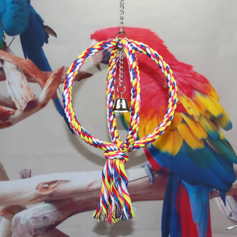 Papagaio corda pendurado trançado budgie mastigar corda gaiola de pássaro cockatiel brinquedo pet suporte treinamento acessórios balanço suprimentos papagaio balanços