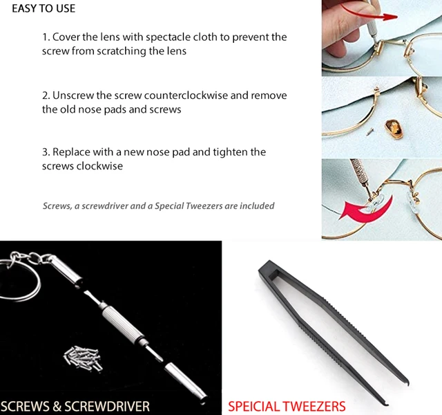 Naselli Antiscivolo Per Occhiali | 12 Paia Con Cuscino Airbag | In Silicone Morbido | Adesivi - Foto 8