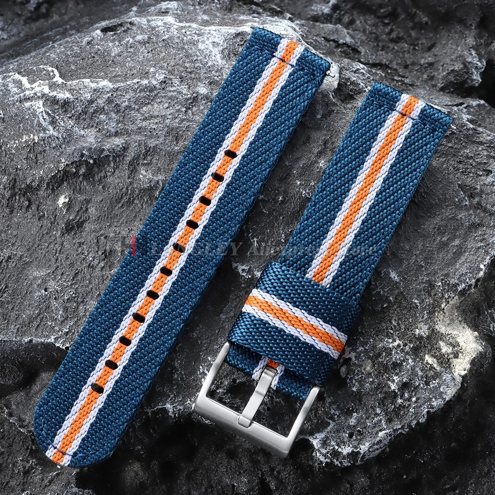 Military Sport Quick Release Nylon Strap with Woven Canvas Fabric, 20mm/22mm - Men's Watchband Bracelet