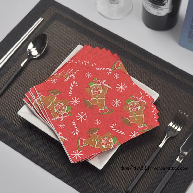 20Pcs/Set Christmas Napkins Merry Christmas Decoration Paper Napkins For New Year Christmas Party Home Ornament Table Decoration