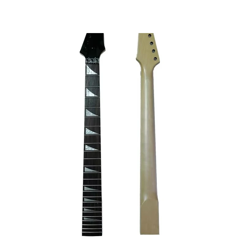 24 Bünde schwarze Kopfplatte Ahorn E-Gitarre Hals Palisander Griffbrett glänzende Farbe Zubehör Teile