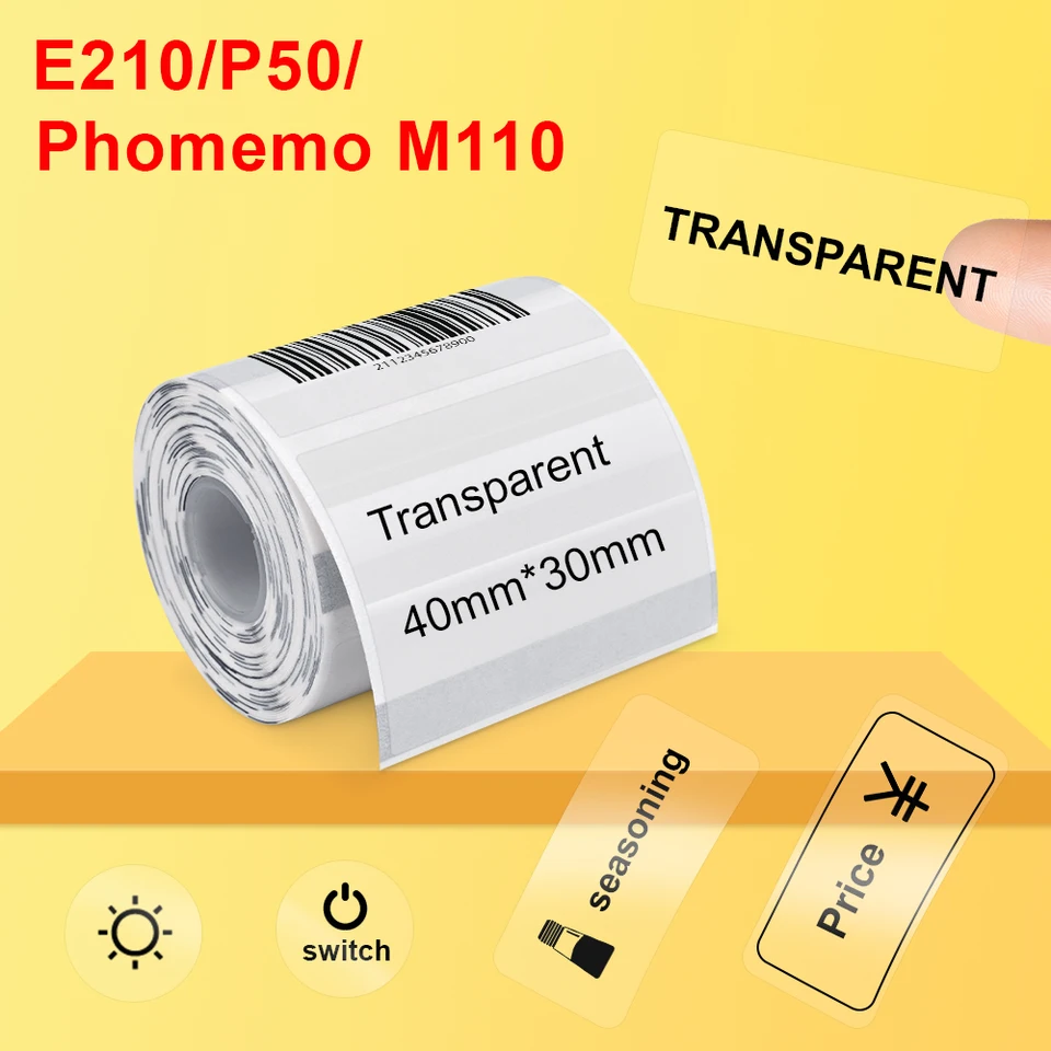 Phomemo M110 Étiquette thermique transparente, étiquette