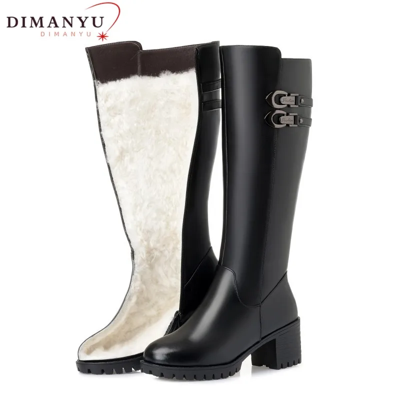DIMANYU Women Winter Boots 2025 New Genuine Leather Wool High Heel