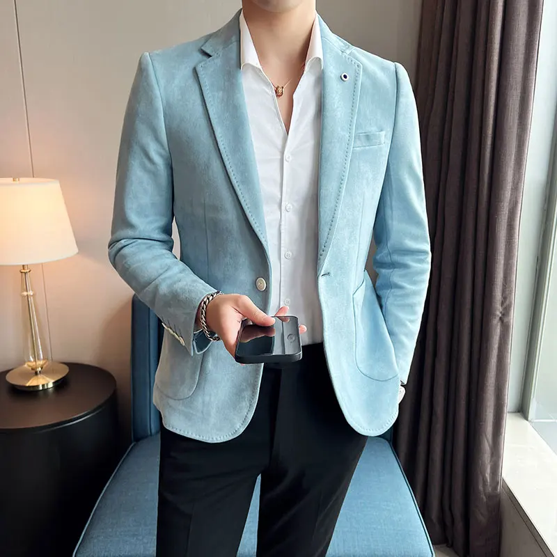 Men's Korean-style Slimming Suede Business Casual Suit