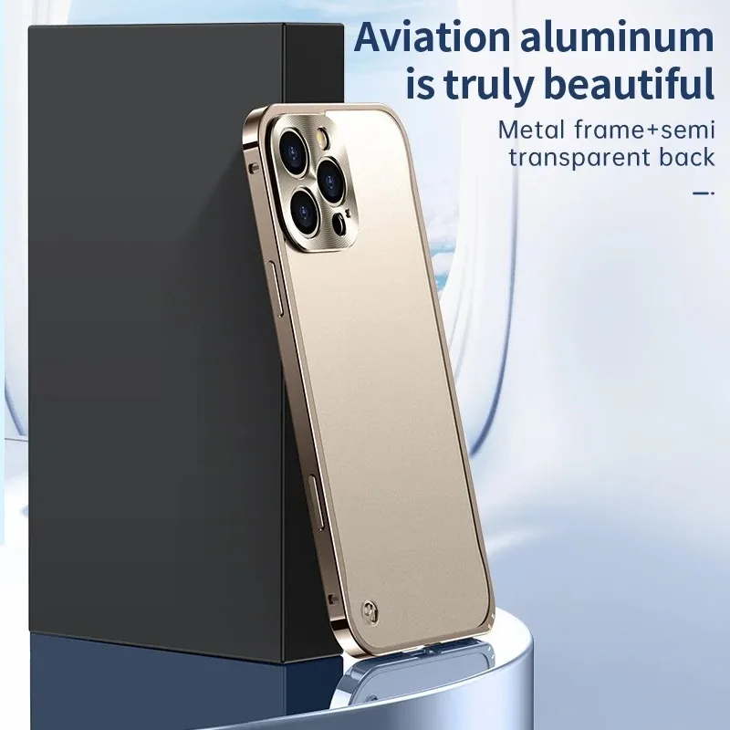 Sleek Metal Aluminum MagSafe-Compatible Magnetic Bumper Case with Matte Clear Back