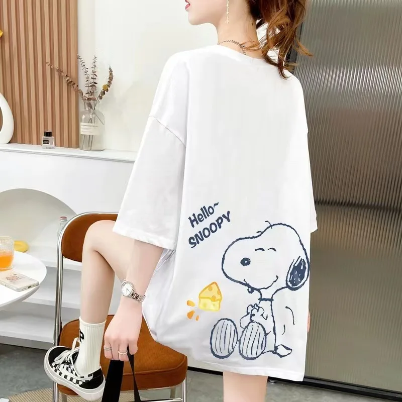 

New Kawaii Cute Snoopy T-Shirt Pure Cotton Casual Top Couple Style Anime Cartoon Ins Birthday Gifts Toys For Girlfriend Gifts