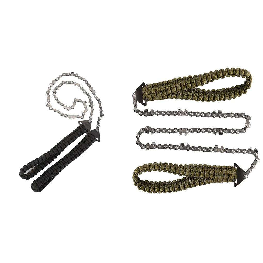 

Steel Manual Chain Saw Practical Foldable Scroll Outdoor Emergency Gear Camping Travel Survival Chainsaws Tool Black