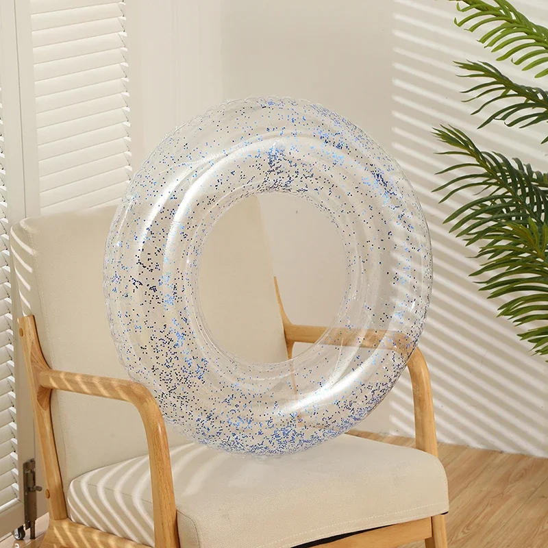 Summer Inflatable Transparent Sequin Swimming Ring for Adults and Children – Pool Float Water Play Accessory for Men and Women Beach games & Inflatables Beach Toys and Leisure Accessories