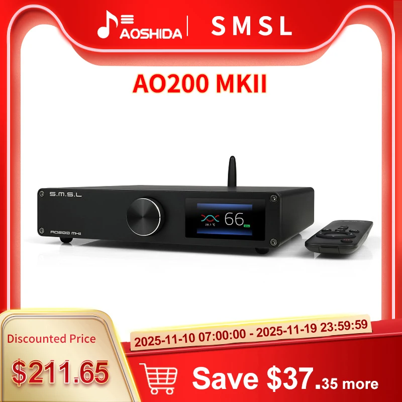 SMSL AO200 MKII HIFI Digital AMP MA5332MS Chip High Power Stereo