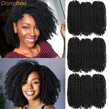8 12 Inch Short Passion Twist Hair Marlybob Crochet Hair Kinky Curly Marlybob Crochet Braids Pre looped Crochet Twist Braid Hair 1