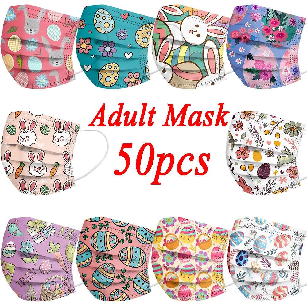 funny halloween costumes 50pcs Adult's Easter Disposable Face Mask Rabbit Print Kids Disposable Face Mask Halloween Cosplay Mask Mascarillas Para Niños work appropriate halloween costumes