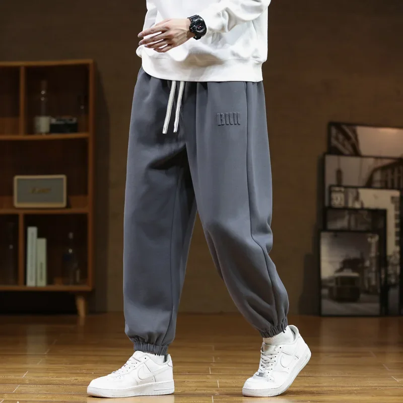 Men's Jogger Pants Baggy Gray Loose Wide Sports Sweatpants Men Harem Pocket Black Sportswear Cotton Trouser Male Large Size