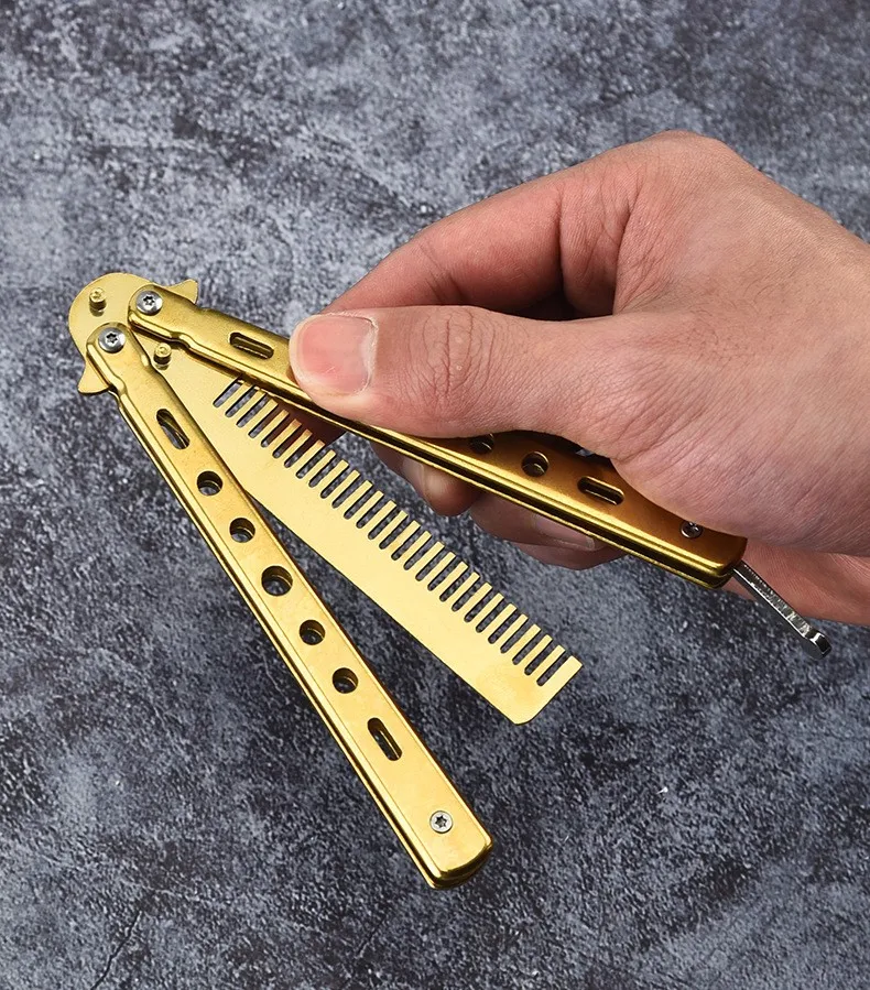 Butterfly Comb Stainless Steel Practice Butterfly Knife Practice Hair