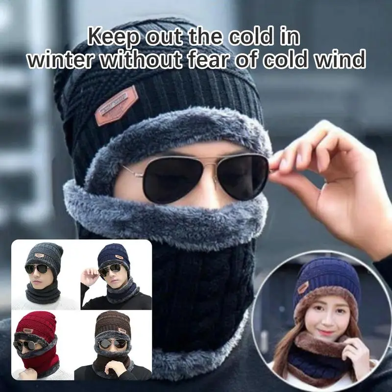 Winter Hat And Neck Warmer Ski Knit Hat Gaiter Cover Cold Weather Windproof Scarves Neck Scarf Face Cover For Men Cold Weather
